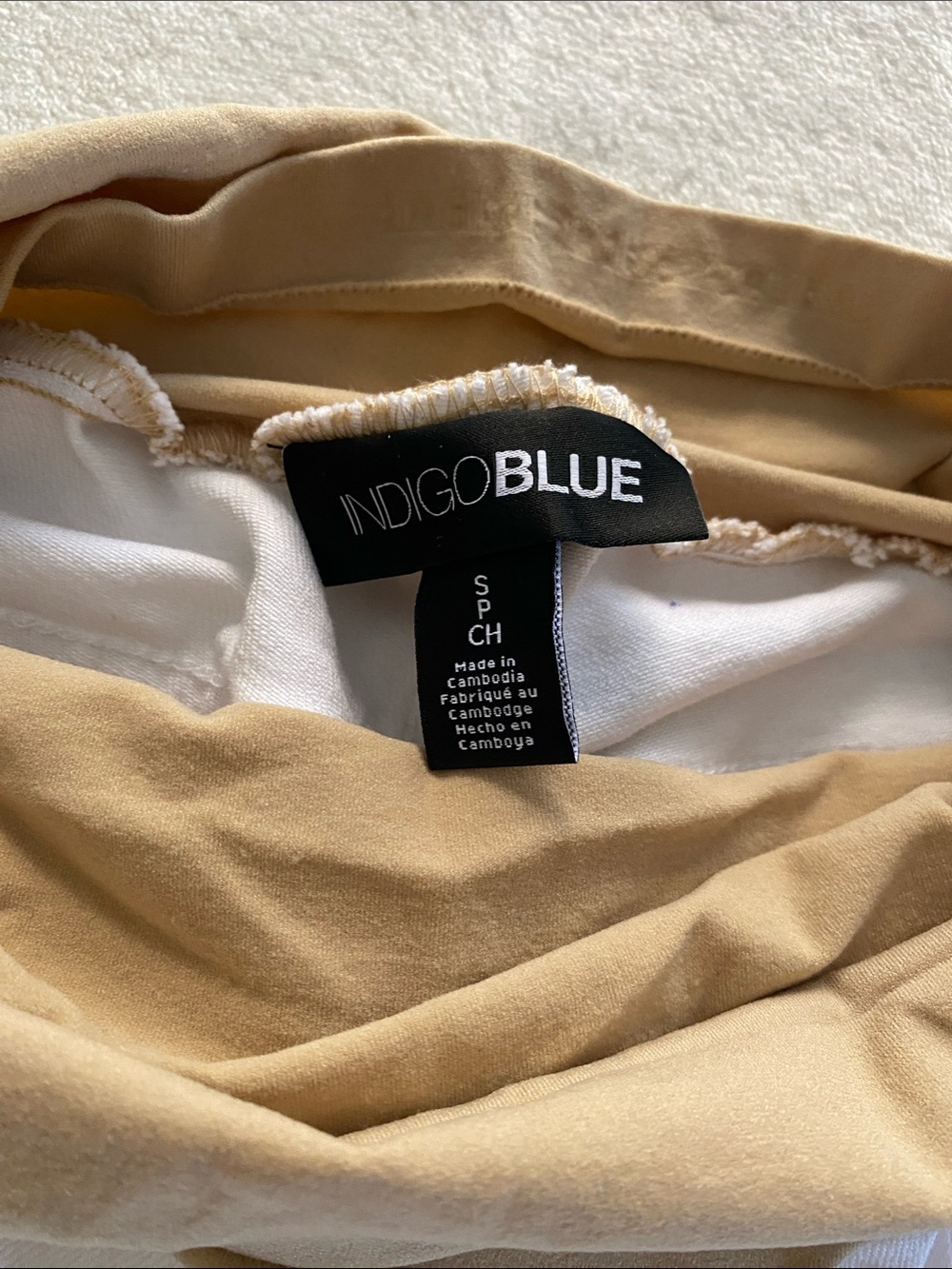 Maternity White Denim Shorts with Tan Support Panel Size small - Picture 2 of 7